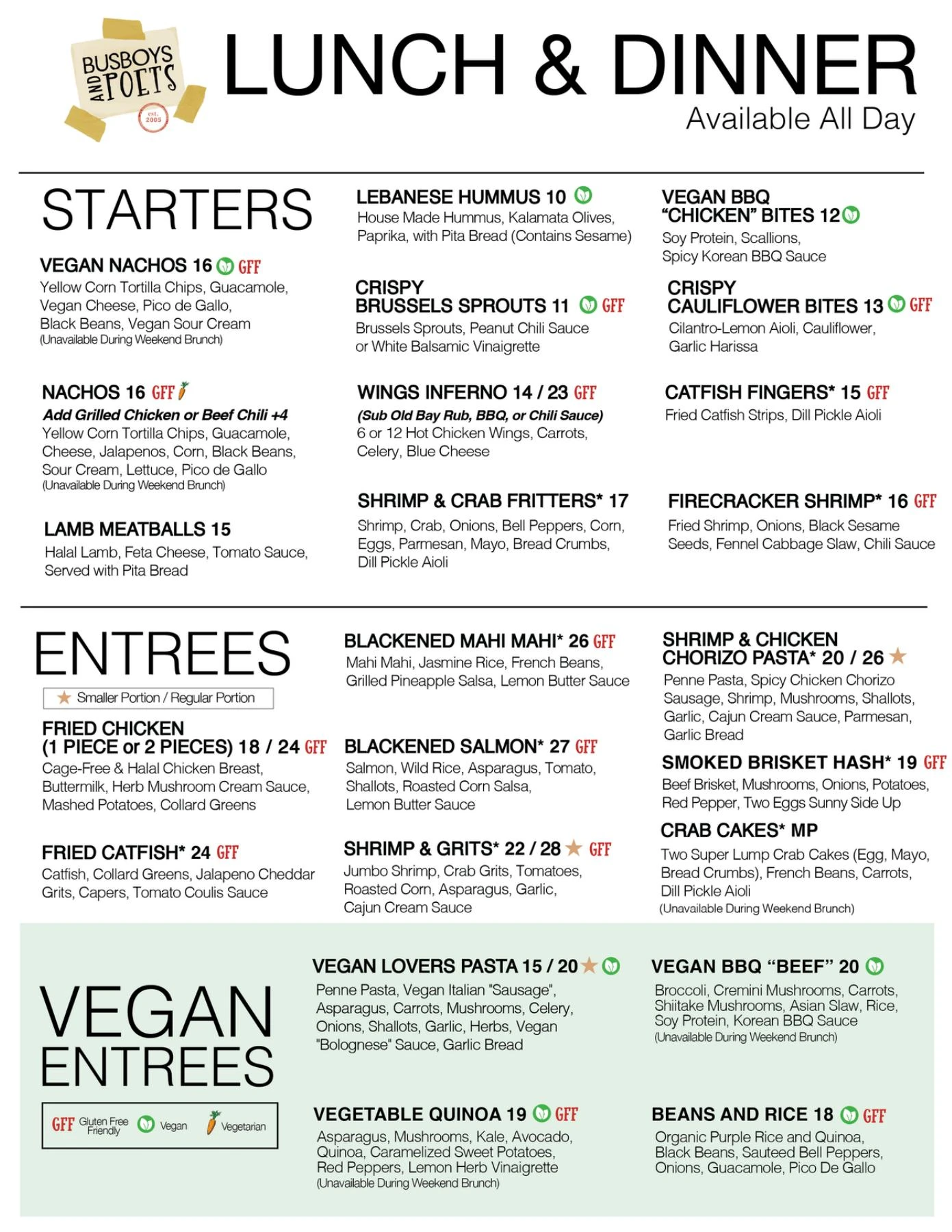 Lunch and Dinner menu, page 1
