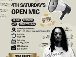 Black and Grey Retro Open Mic Night Instagram Post (Logo)